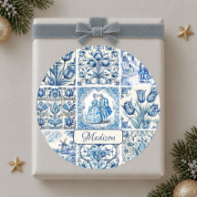 Klassieke Chique Blauwe Witte Toile De Jouy Poppen