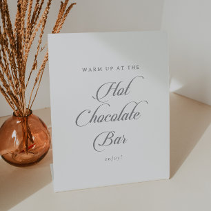 Klassieke Chique Calligrafie Warme Chocolade Bar Reclamebord Met Voetstuk