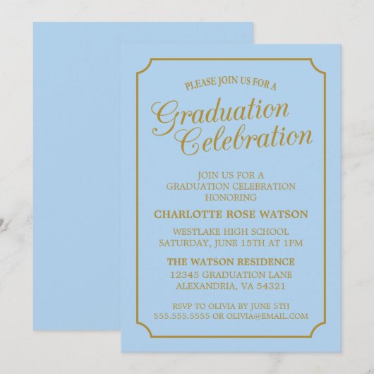 KLASSIEKE CHIQUE ELEGANTE GRADUATIE PARTY UITNODIG KAART (Voorkant / Achterkant)