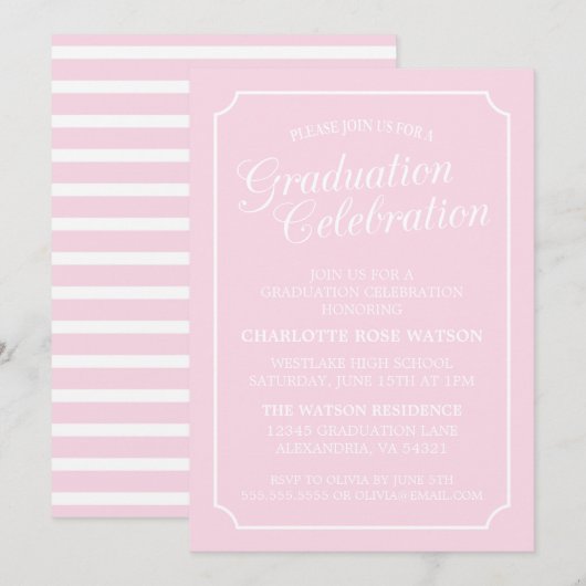 KLASSIEKE CHIQUE ELEGANTE GRADUATIE PARTY UITNODIG KAART (Voorkant / Achterkant)