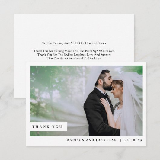 Klassieke chique foto bruiloft bedankkaart (Voorkant / Achterkant)
