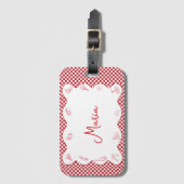 Klassieke chique Italiaans-thema naam rood geruit Bagagelabel (Voorkant (verticaal))