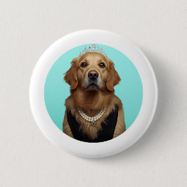 Klassieke Chique Ontbijtposter Goud Retriever Ronde Button 5,7 Cm