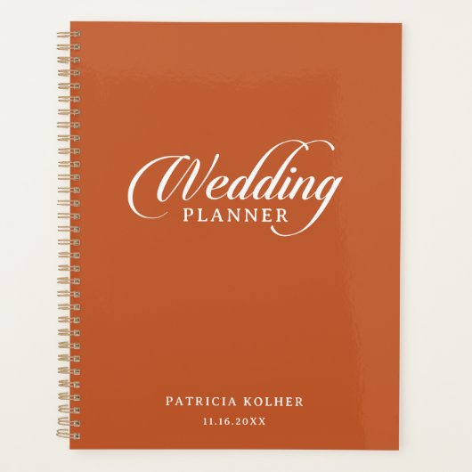 Klassieke Chique Terracotta Calligrafie Bruiloft Planner (Voorkant)
