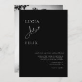 Klassieke Chique Zwart & Wit Foto Bruiloft Kaart (Voorkant / Achterkant)