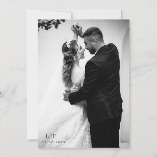 Klassieke chique zwart-wit foto Opslaan van de dat Kaart (Achterkant)