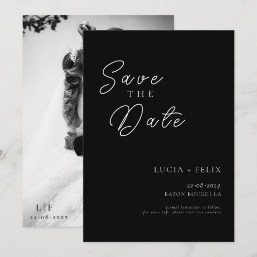 Klassieke chique zwart-wit foto Opslaan van de dat Kaart (Voorkant / Achterkant)