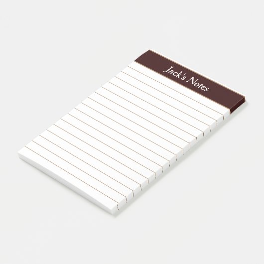 Klassieke chocolade bruin geleend, gepersonaliseer post-it® notes (Schuin)