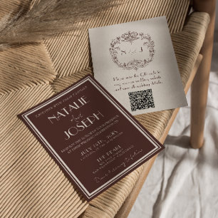 Klassieke Chocolade Bruine Oude Geld QR Code Trouw Kaart