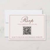 Klassieke Chocolade Bruine Oude Geld QR Code Trouw RSVP Kaartje (Voorkant)