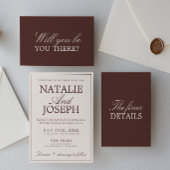 Klassieke Chocolade Bruine Oude Geld QR Code Trouw RSVP Kaartje
