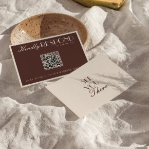 Klassieke Chocolade Bruine Oude Geld QR Code Trouw RSVP Kaartje