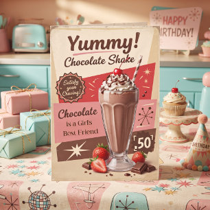 Klassieke Chocolade Milkshake Gelukkig Verjaarda Kaart
