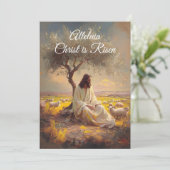 Klassieke Christ is Risen Paas- Christelijke Relig Kaart (Staand voorkant)