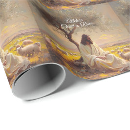 Klassieke Christ is Risen Pasen Christelijk Religi Cadeaupapier