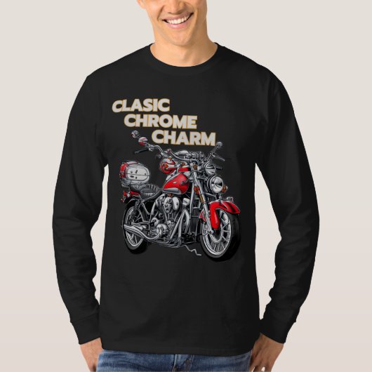 Klassieke Chrome Charm T-Shirt motorfiets (Voorkant)