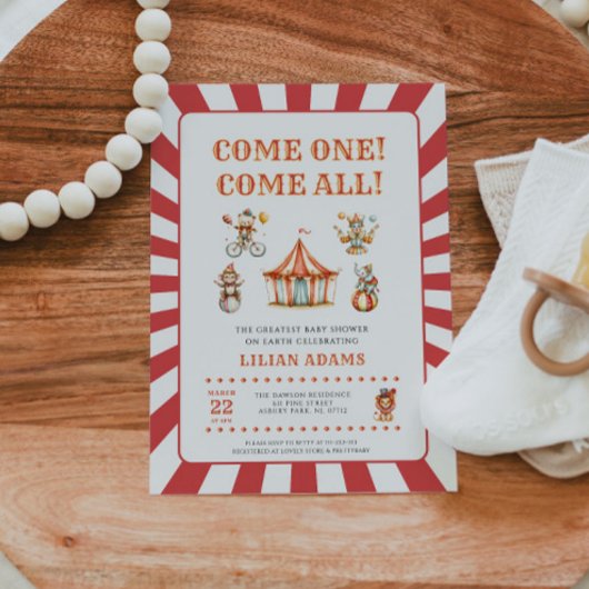 Klassieke Circus Baby Shower Kaart