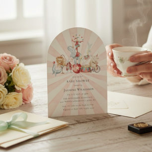 Klassieke Circus Baby Shower-uitnodiging met QR-co Kaart