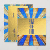 Klassieke circus kermis Royal blauwe gouden folie  Aankondigingskaart (Voorkant / Achterkant)