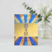 Klassieke circus kermis Royal blauwe gouden folie  Aankondigingskaart (Staand voorkant)