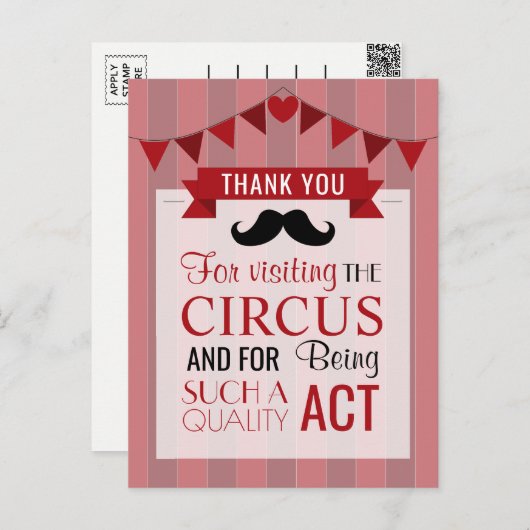 Klassieke Circus Poster Birthday Party Dank u Briefkaart (Voorkant / Achterkant)