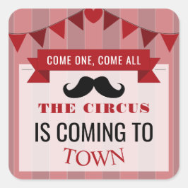 Klassieke Circus Poster Children's Birthday Party Vierkante Sticker