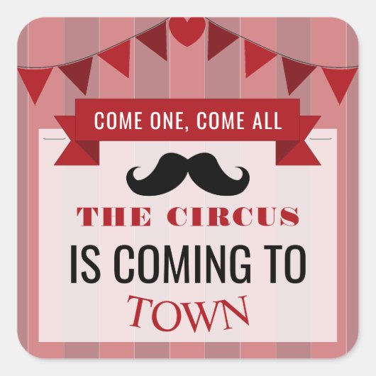 Klassieke Circus Poster Children's Birthday Party Vierkante Sticker (Voorkant)