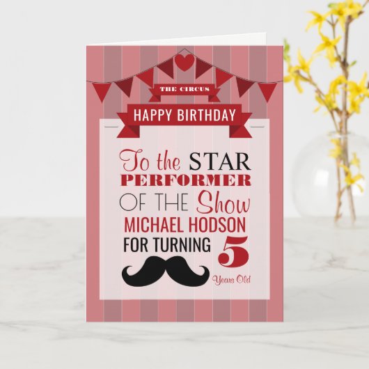 Klassieke Circus Poster Kinderdag Kaart (Gele Bloem)