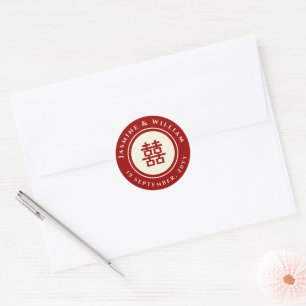 Klassieke Cirkel Dubbel Geluk Chinees Huwelijk Cl Ronde Sticker