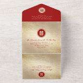 Klassieke Cirkel dubbelgeluk Chinese bruiloft All In One Uitnodiging (Buitenkant)