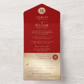 Klassieke Cirkel dubbelgeluk Chinese bruiloft All In One Uitnodiging (Binnen)