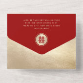 Klassieke Cirkel dubbelgeluk Chinese bruiloft All In One Uitnodiging (Achterkant)