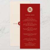 Klassieke Cirkel dubbelgeluk Chinese bruiloft Menu (Voorkant / Achterkant)