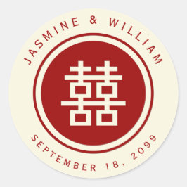 Klassieke Cirkel dubbelgeluk Chinese bruiloft Ronde Sticker