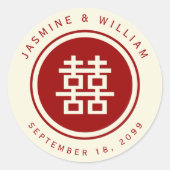 Klassieke Cirkel dubbelgeluk Chinese bruiloft Ronde Sticker (Voorkant)