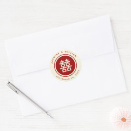 Klassieke Cirkel dubbelgeluk Chinese bruiloft Ronde Sticker