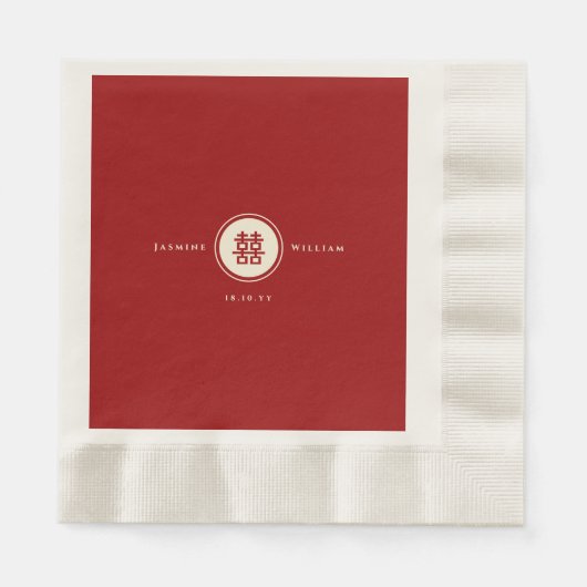 Klassieke Cirkel dubbelgeluk Chinese bruiloft Servet (Voorkant)