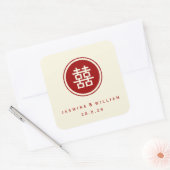 Klassieke Cirkel dubbelgeluk Chinese bruiloft Vierkante Sticker (Envelop)