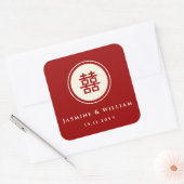Klassieke Cirkel dubbelgeluk Chinese bruiloft Vierkante Sticker (Envelop)