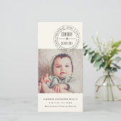 Klassieke cirkel met stempel op de eerste Kerstmis Feestdagenkaart (Staand voorkant)