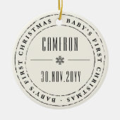 Klassieke cirkel met stempel op de eerste Kerstmis Keramisch Ornament (Voorkant)