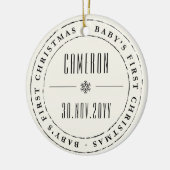 Klassieke cirkel met stempel op de eerste Kerstmis Keramisch Ornament (Links)