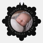 Klassieke cirkel met stempel op de eerste Kerstmis Ornament Kaart (Achterkant)