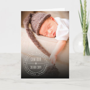 Klassieke Cirkel Stamped Seal Baby Eerste Kerstmis Feestdagen Kaart