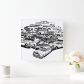 Klassieke cirkelklok van 1950 vierkante klok (Huis)