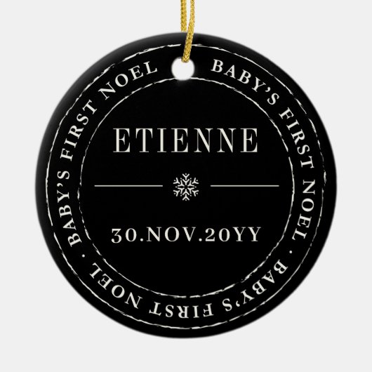 Klassieke cirkelvormige Baby eerste knooppuntfoto Keramisch Ornament (Voorkant)