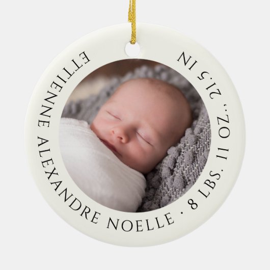 Klassieke cirkelvormige Baby eerste knooppuntfoto Keramisch Ornament (Achterkant)