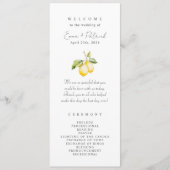 Klassieke Citrus Lemon Summer Wedding Programmakaart (Voorkant)