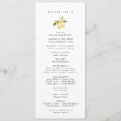 Klassieke Citrus Lemon Summer Wedding Programmakaart (Achterkant)