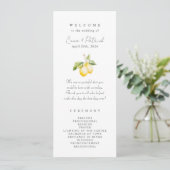 Klassieke Citrus Lemon Summer Wedding Programmakaart (Staand voorkant)